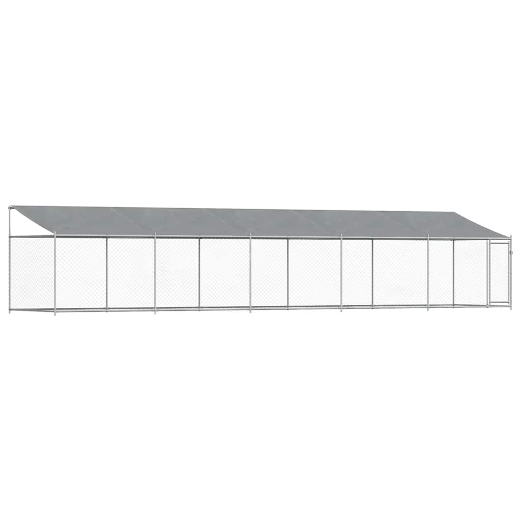 Koeraaedik, katuse ja uksega, hall, 10x2x2 m, tsingitud teras