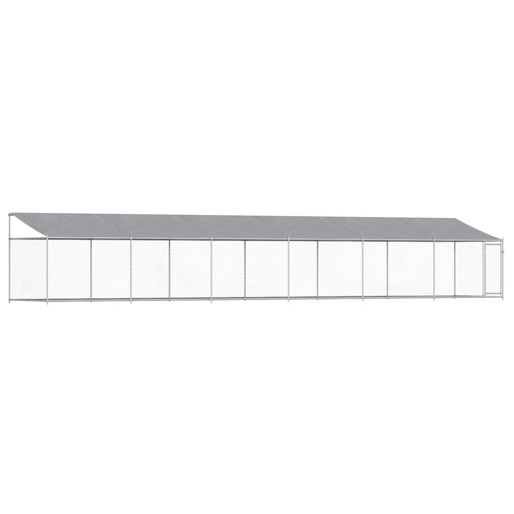 Koeraaedik, katuse ja uksega, hall, 12x2x2 m, tsingitud teras