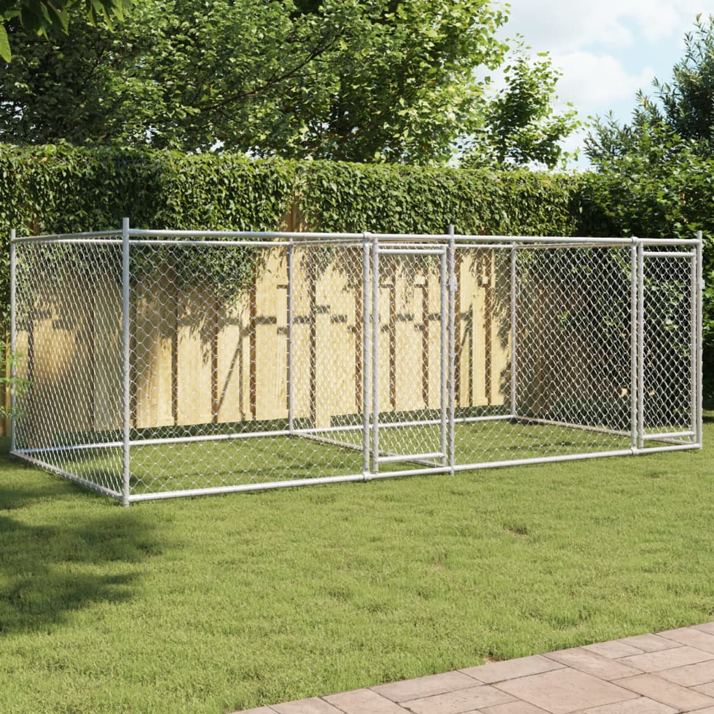 Koeraaedik, ustega, hall, 4 x 2 x 1,5 m, tsingitud teras