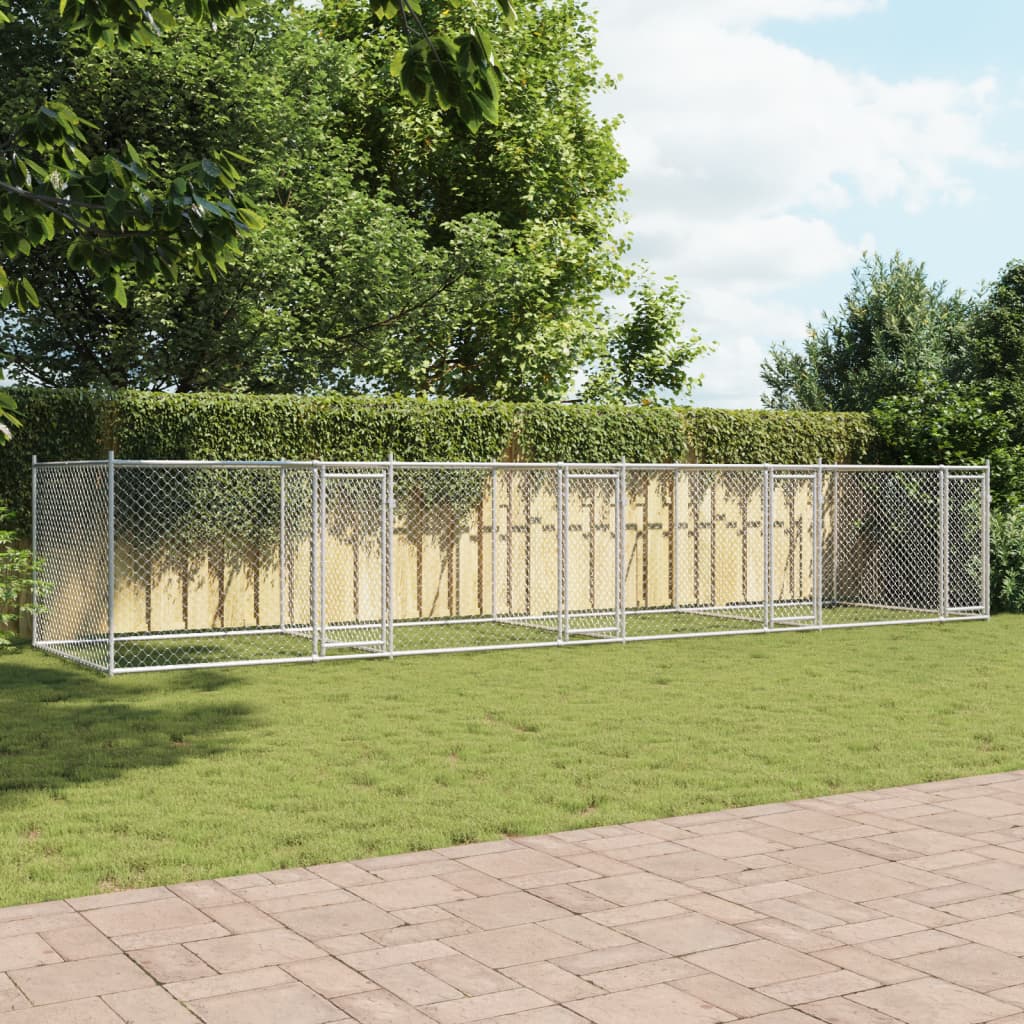 Koeraaedik, ustega, hall, 8 x 2 x 1,5 m, tsingitud teras