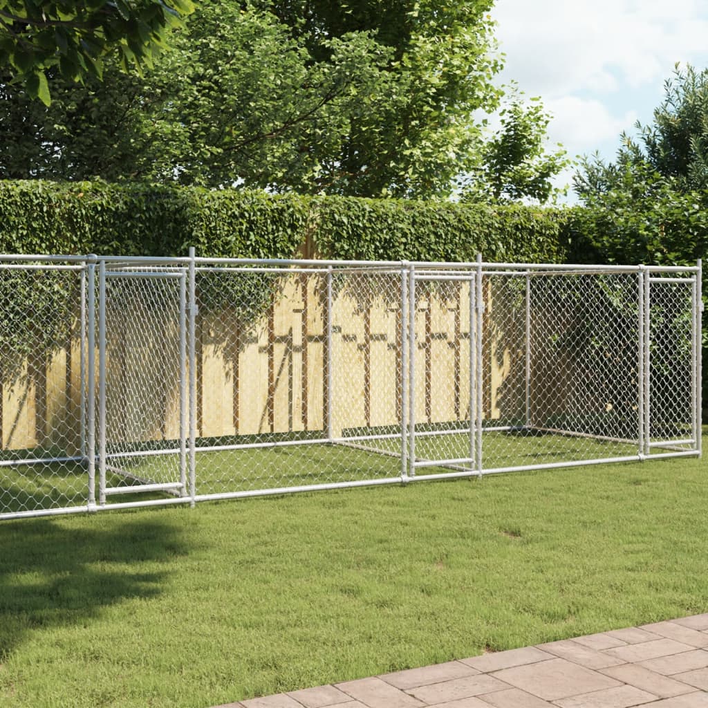 Koeraaedik, ustega, hall, 8 x 2 x 1,5 m, tsingitud teras