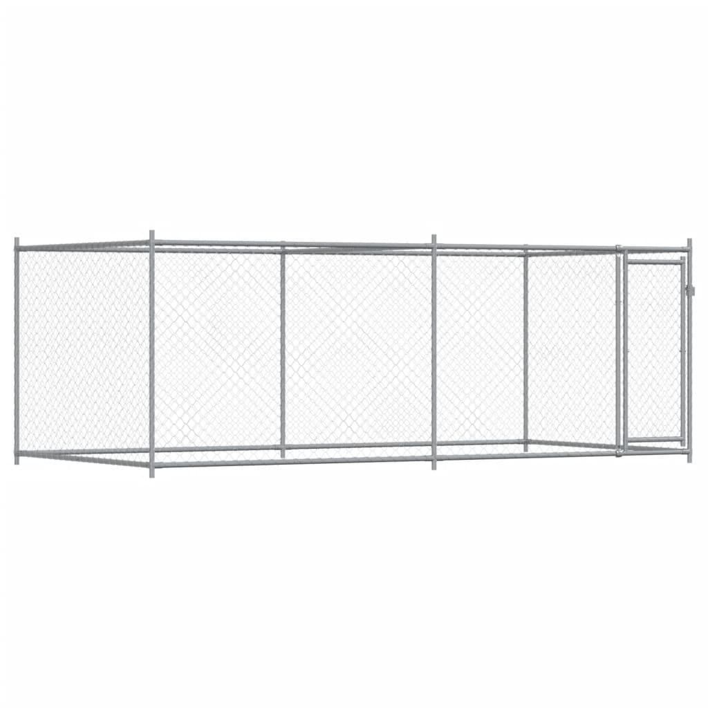 Koeraaedik, katuse ja uksega, hall, 4x2x1,5 m, tsingitud teras