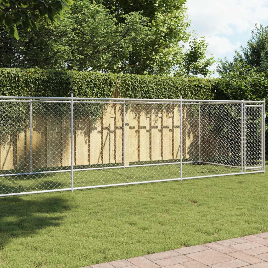 Koeraaedik, katuse ja uksega, hall, 8x2x1,5 m, tsingitud teras