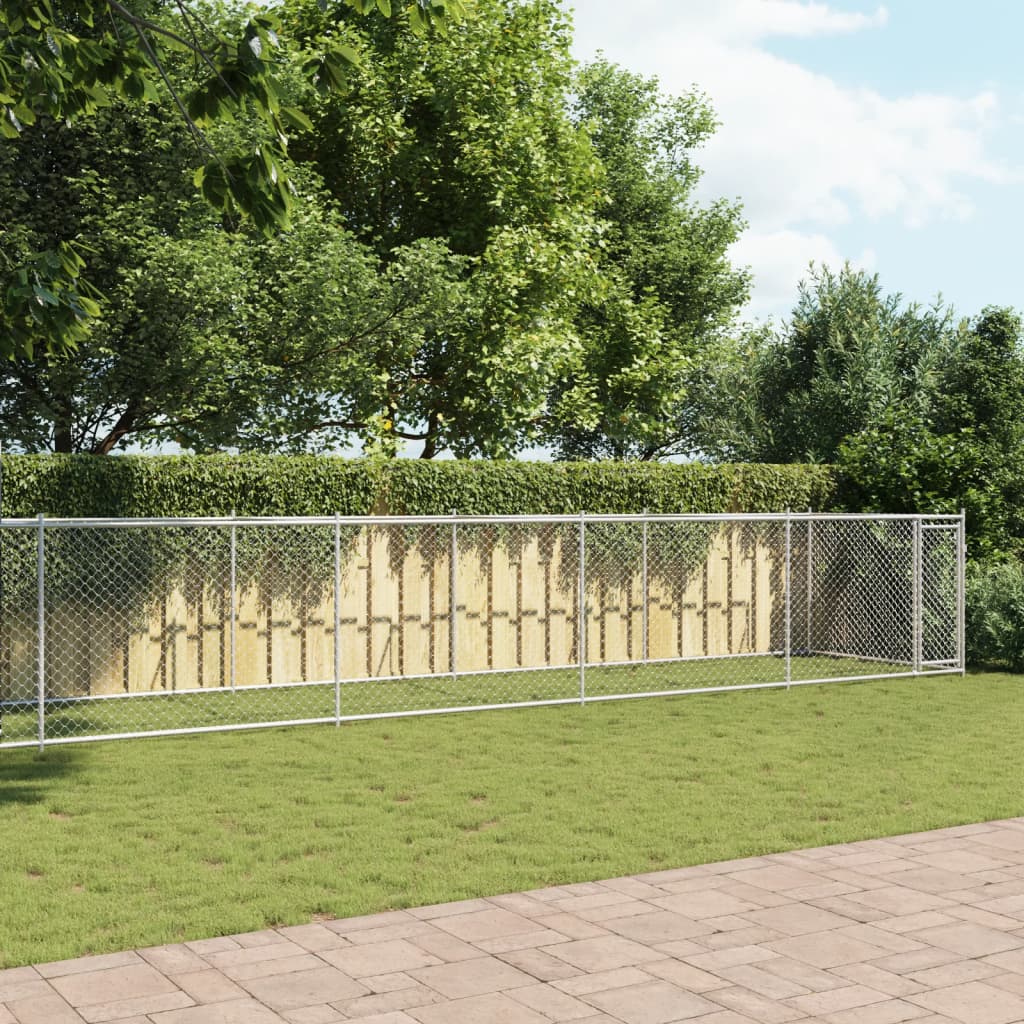 Koeraaedik, katuse ja uksega, hall, 12x2x1,5 m, tsingitud teras