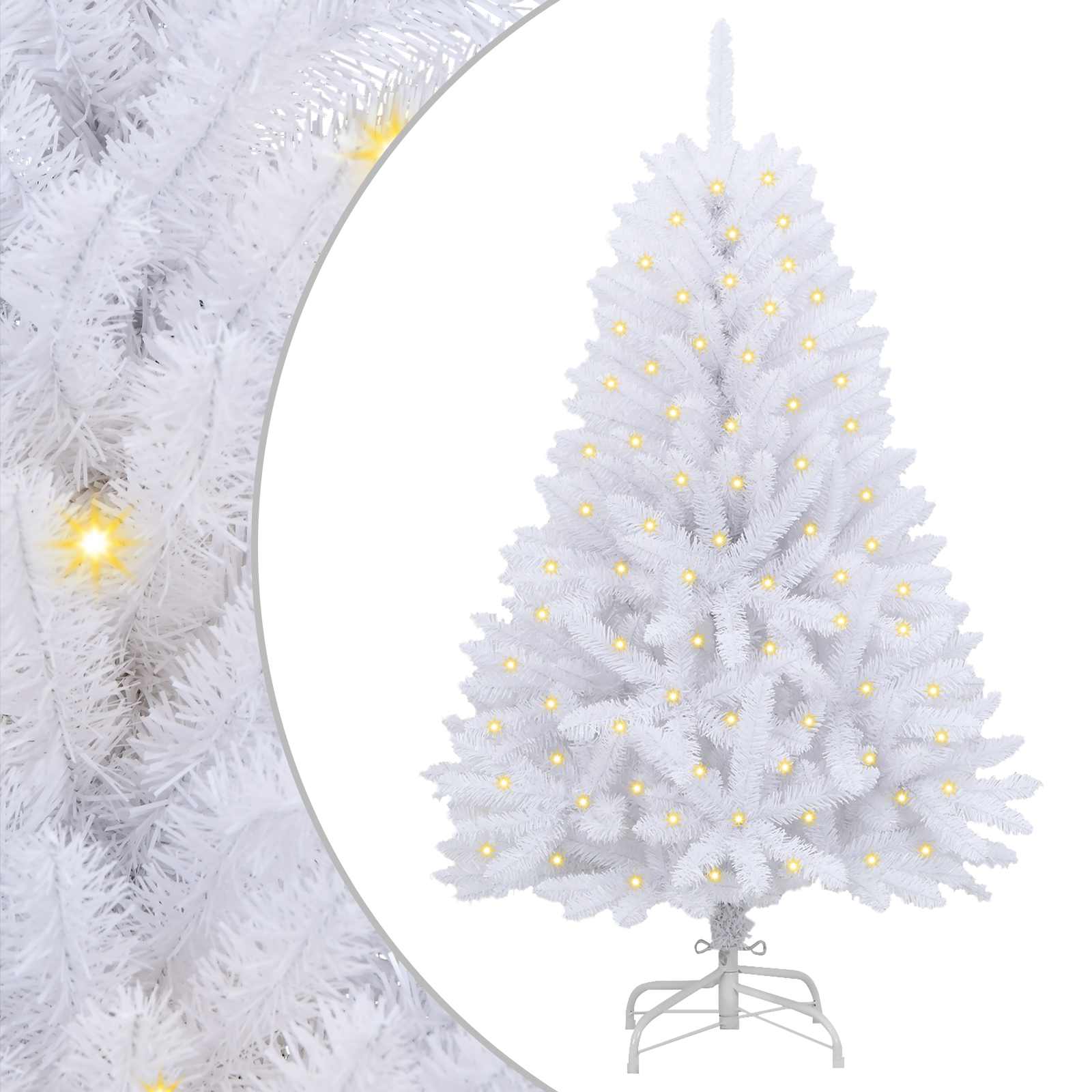 Tehisjõulupuu 150 LED-i PVC ja teras Valge