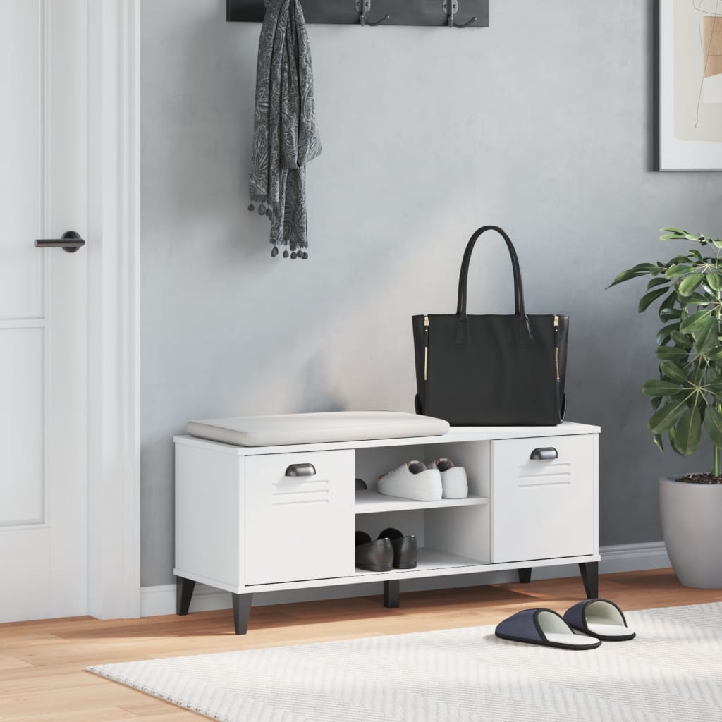 Jalatsipink "VIKEN", valge, 106 x 35 x 45 cm, tehispuit