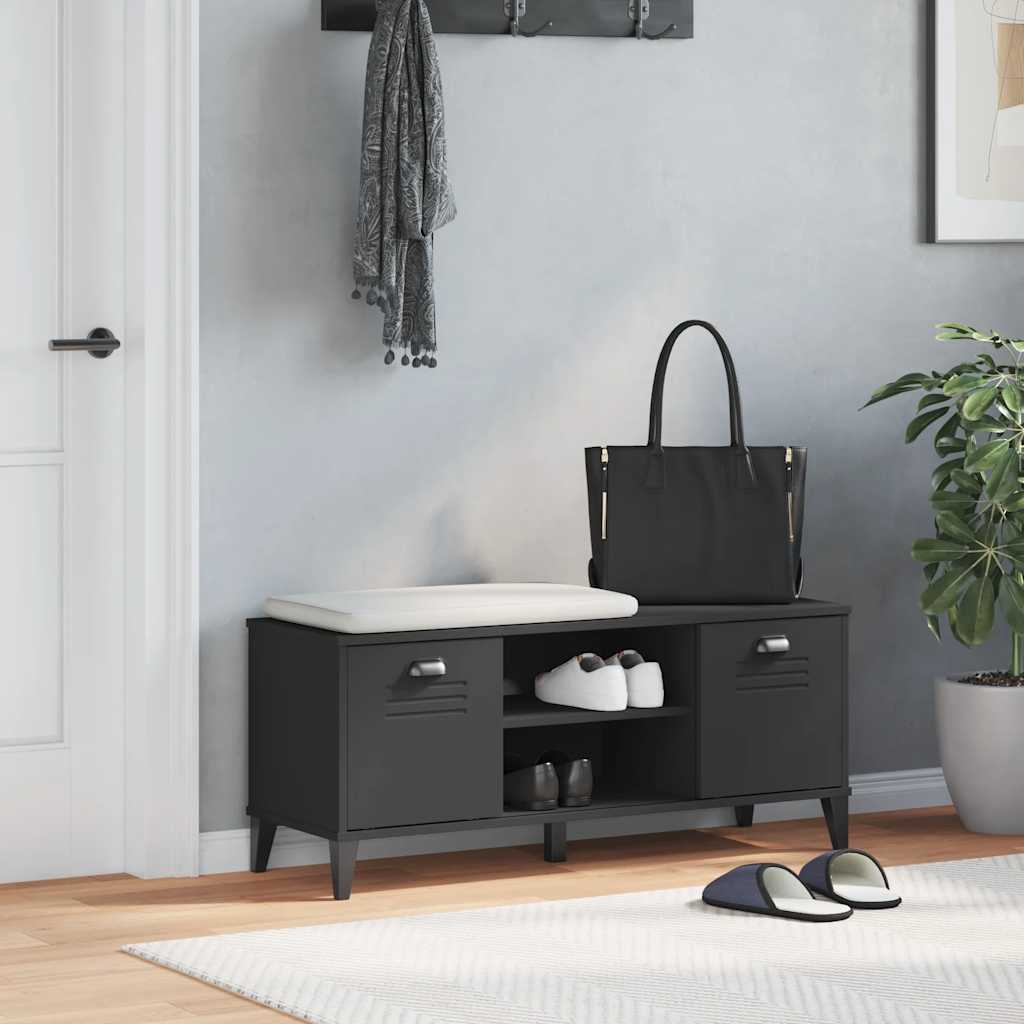 Jalatsipink "VIKEN", must, 106 x 35 x 45 cm, tehispuit