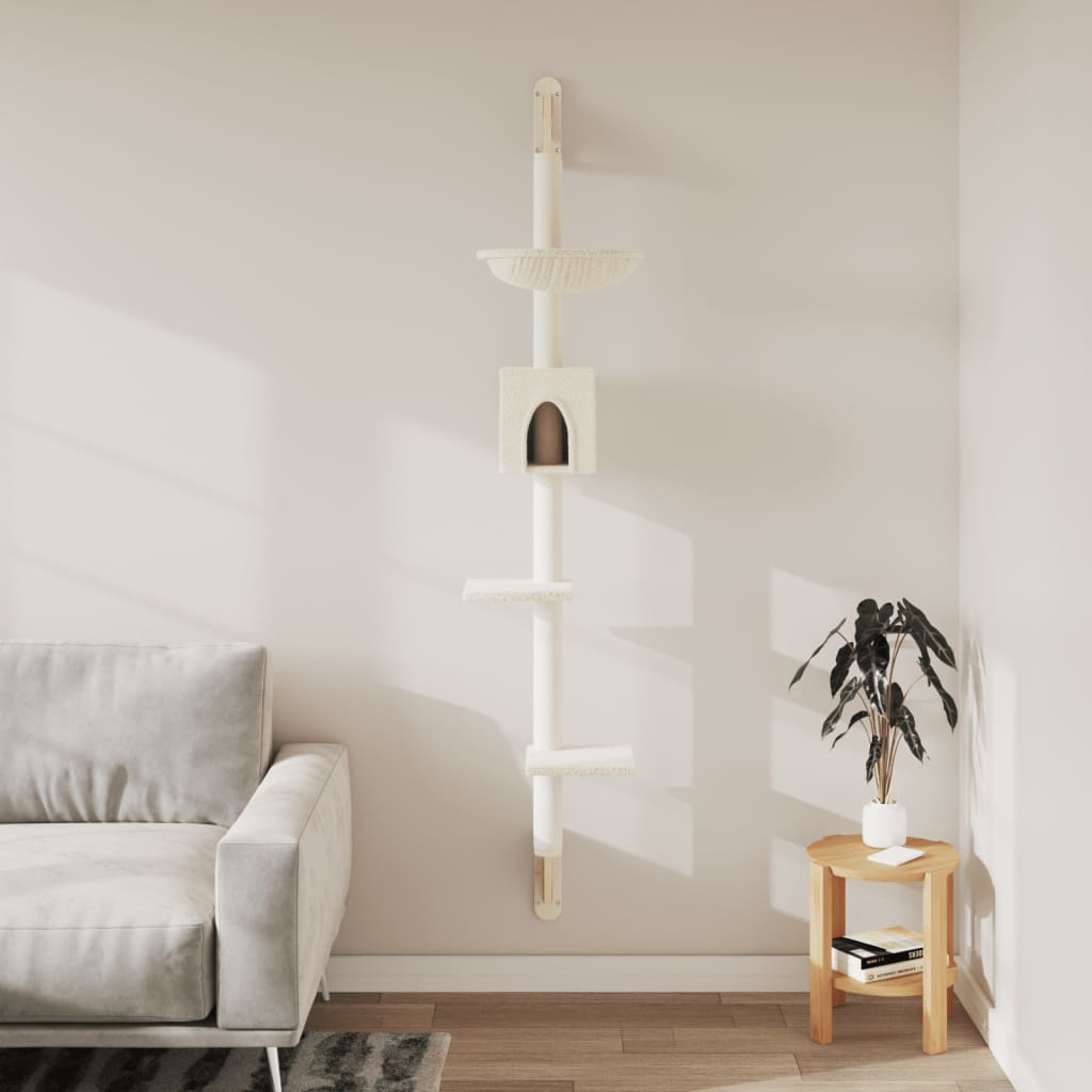 Seinale kinnitatav kassi kraapimispost, kreemjas, 187 cm