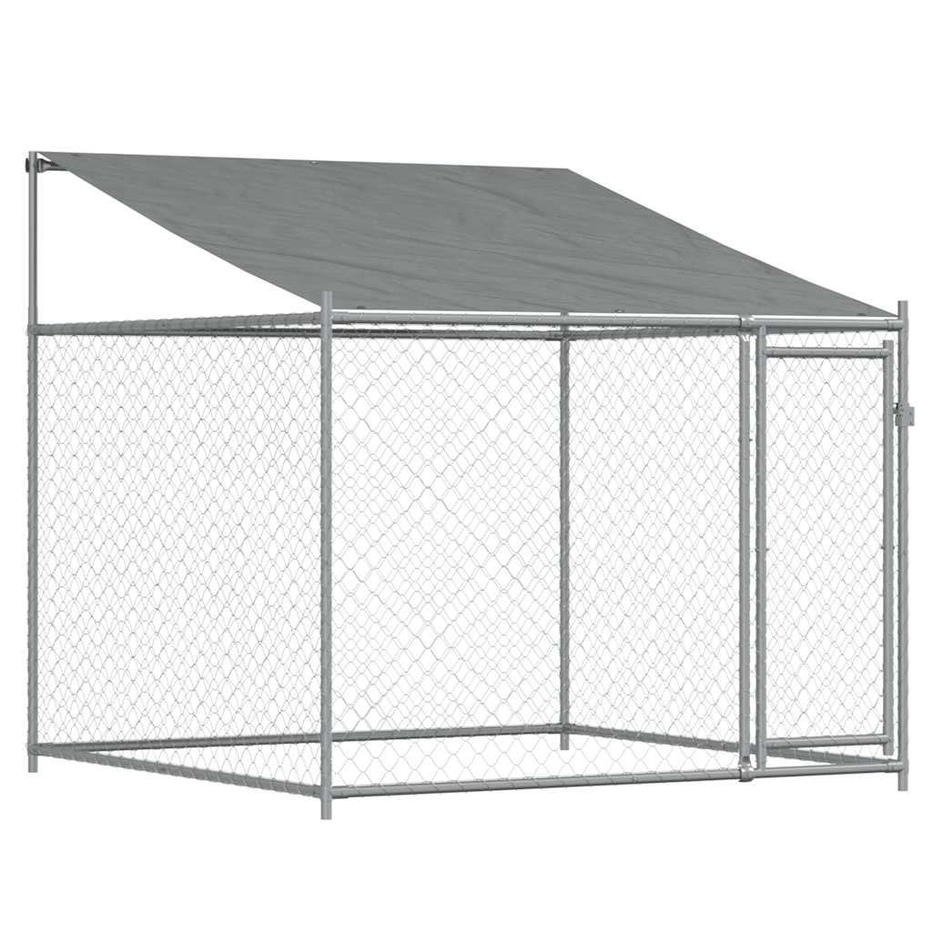 Koeraaedik, katuse ja uksega, hall, 2x2x2 m, tsingitud teras