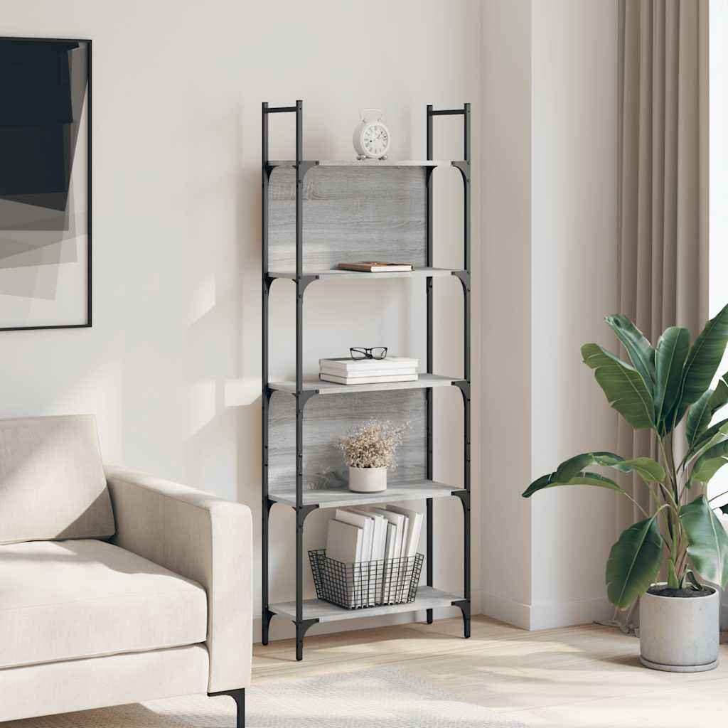 Raamaturiiul 5-korruseline, hall Sonoma tamm, 60,5x24x166,5 cm