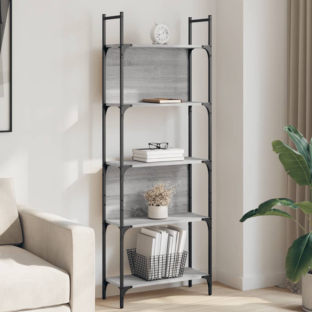 Raamaturiiul 5-korruseline, hall Sonoma tamm, 60,5x24x166,5 cm
