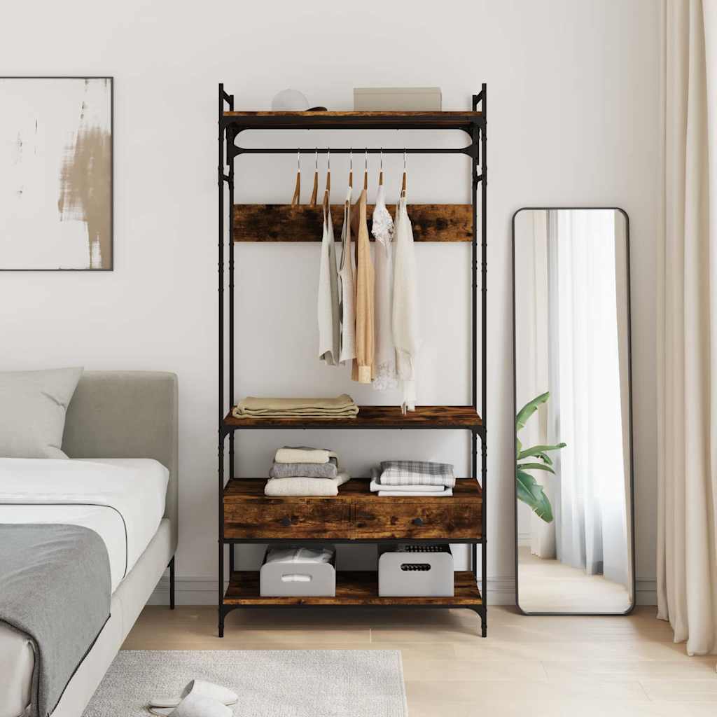 Riidekapp sahtlitega, suitsutatud tamm 89x39x184,5 cm tehispuit