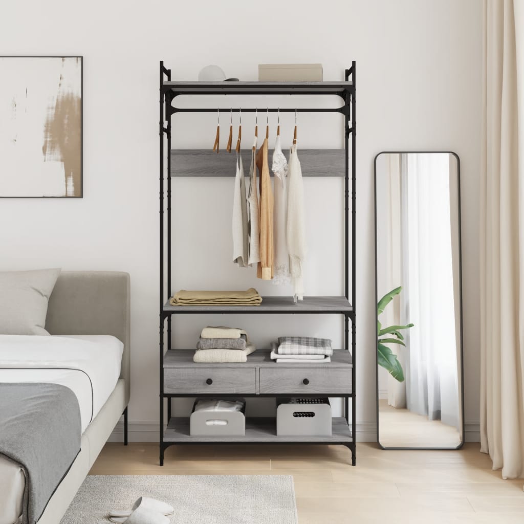 Riidekapp sahtlitega, hall Sonoma 89x39x184,5 cm tehispuit