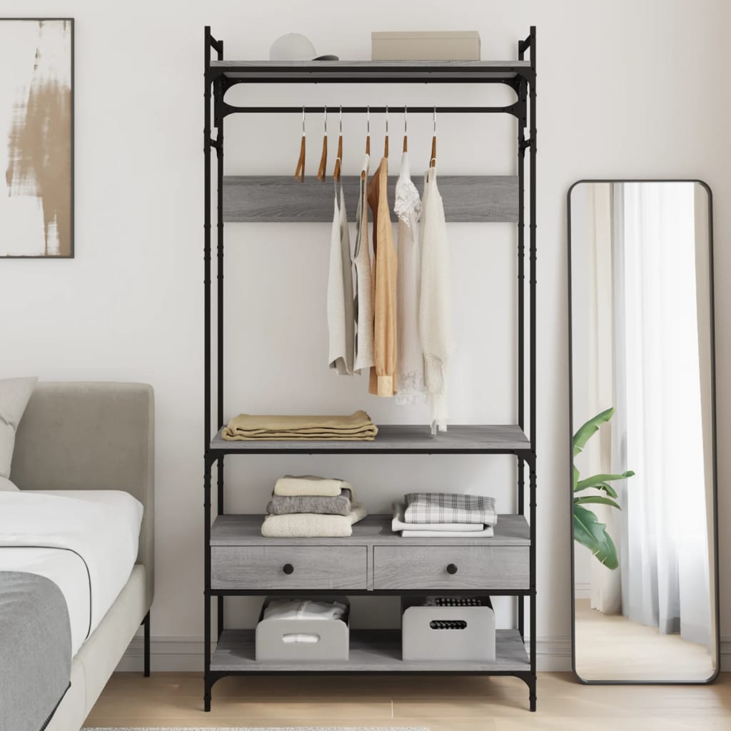 Riidekapp sahtlitega, hall Sonoma 89x39x184,5 cm tehispuit