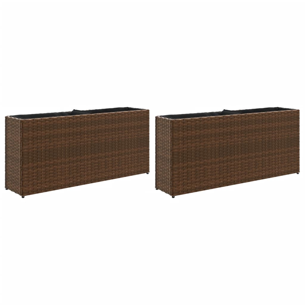 Taimekastid 2 potiga, 2 tk, pruun, 90 x 20 x 40 cm, polürotang