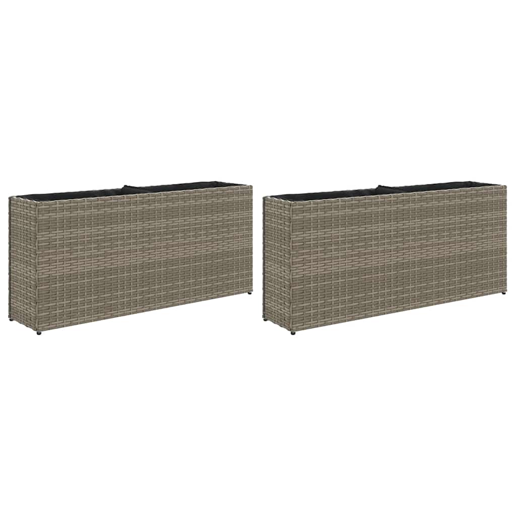 Taimekastid 2 potiga, 2 tk, hall, 90 x 20 x 40 cm, polürotang