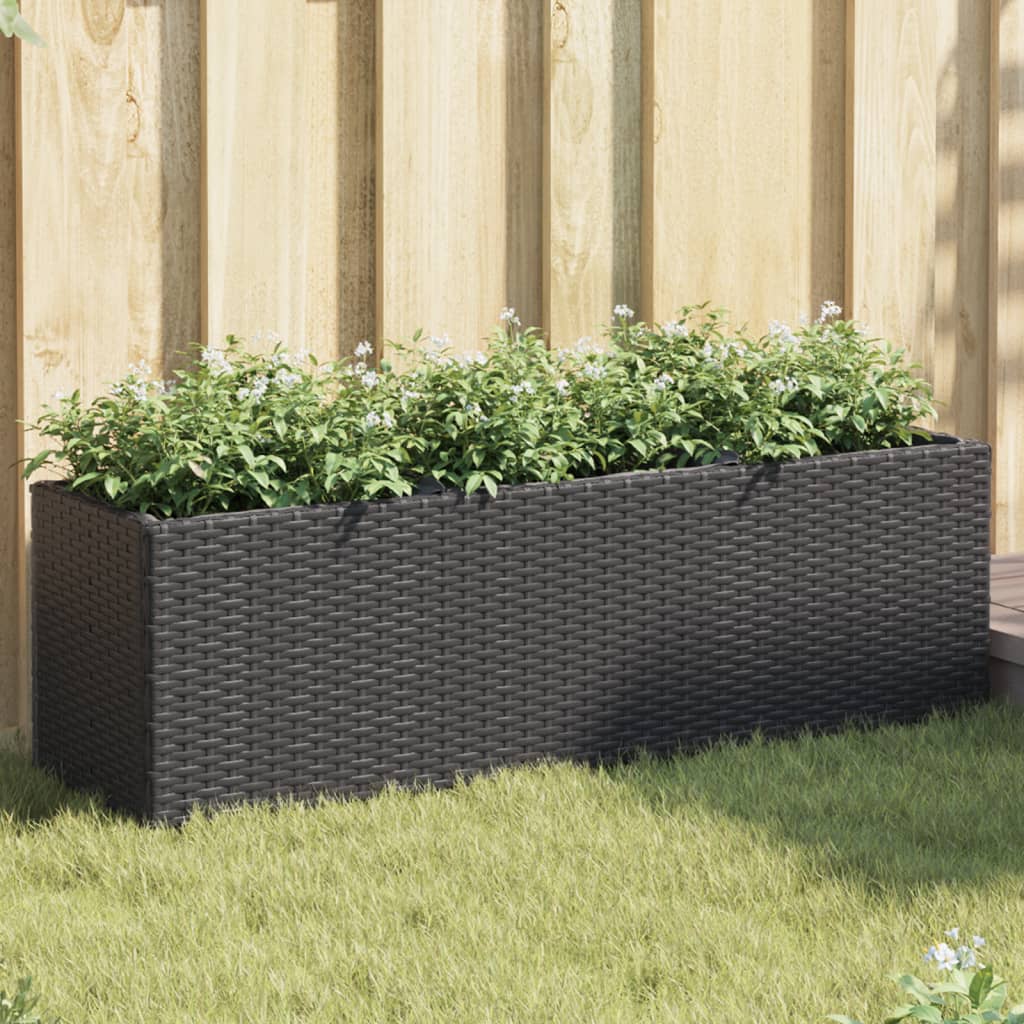 Taimekastid 3 potiga, 2 tk, must, 105x30x32 cm, polürotang