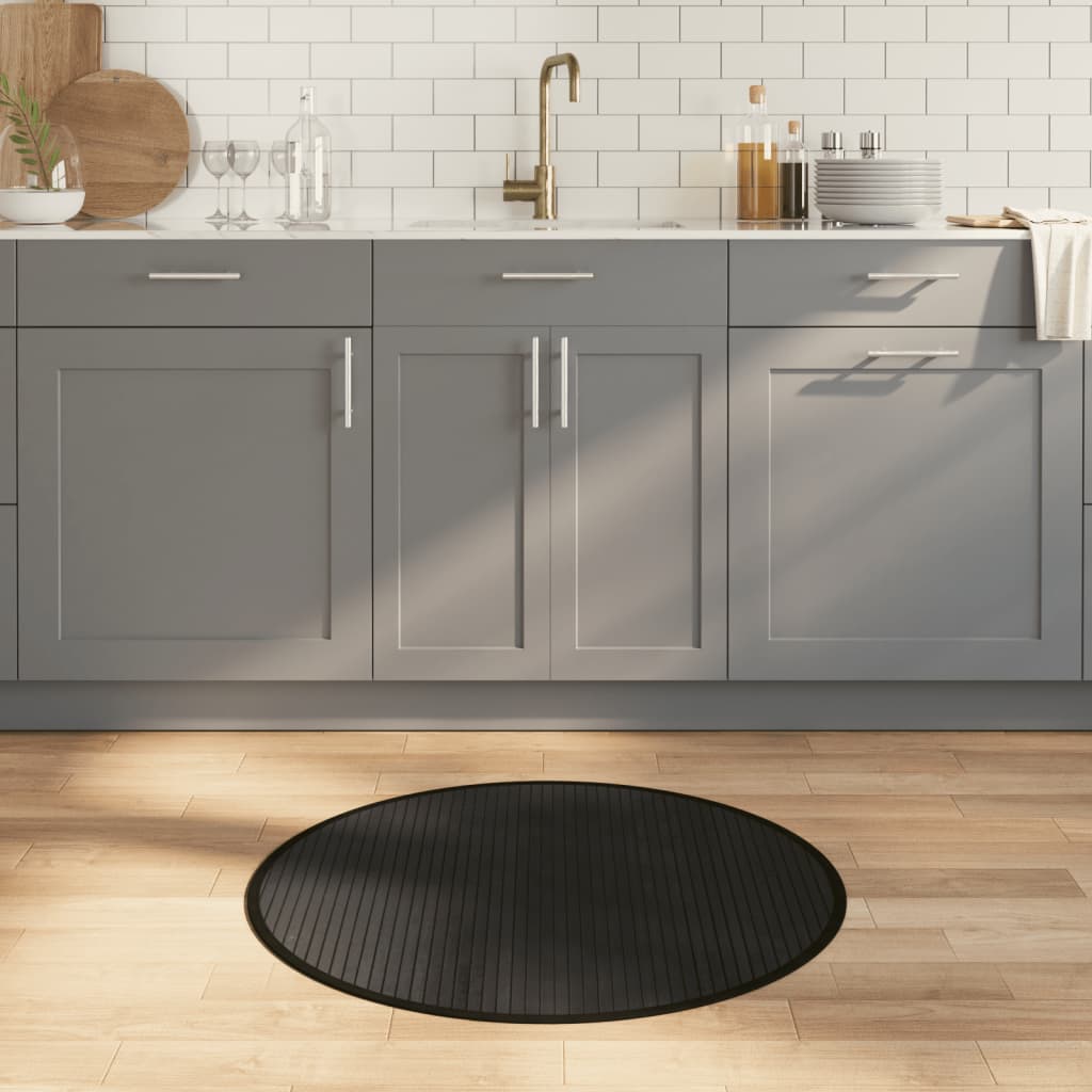 Ümmargune vaip, must, 80 cm, bambus