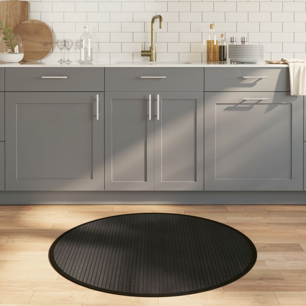 Ümmargune vaip, must, 100 cm, bambus