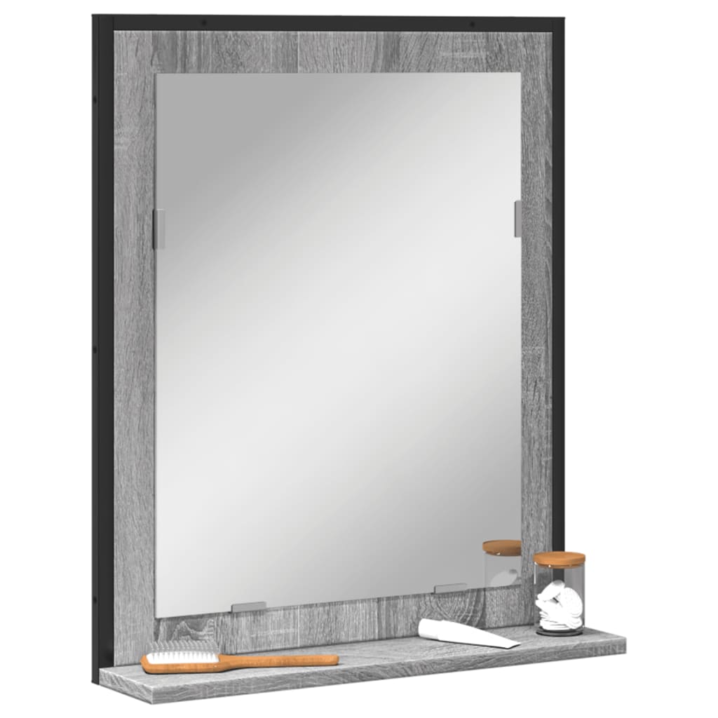 Riiuliga vannitoapeegel, hall Sonoma, 50x12x60 cm, tehispuit