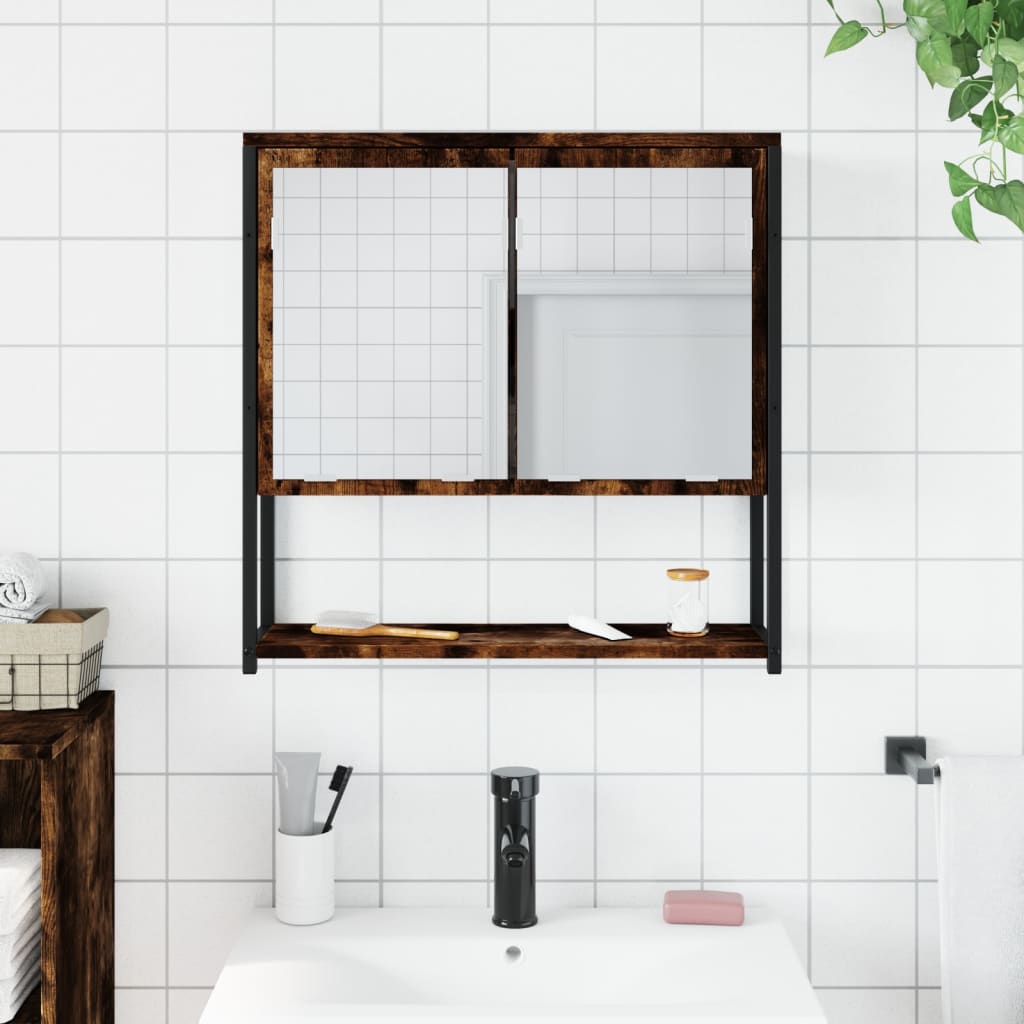 Vannitoa peegelkapp, suitsutatud tamm, 60x16x60 cm, tehispuit