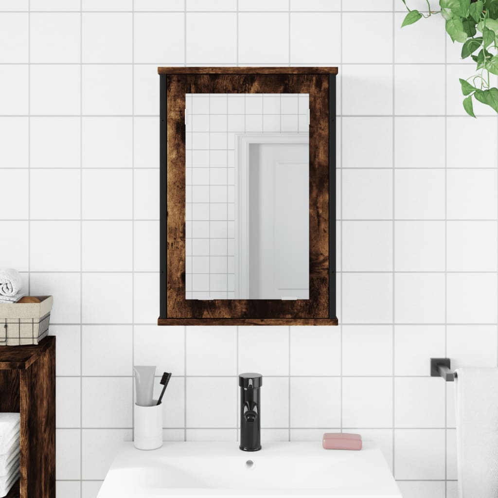 Vannitoa peegelkapp, suitsutatud tamm, 42x12x60 cm, tehispuit