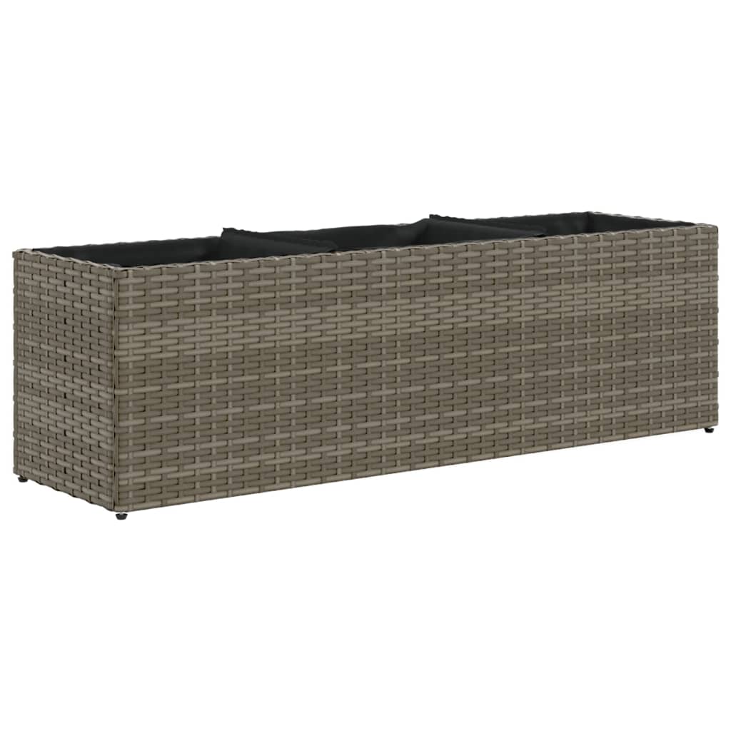 Taimekast 3 potiga, hall, 105 x 30 x 32 cm, polürotang