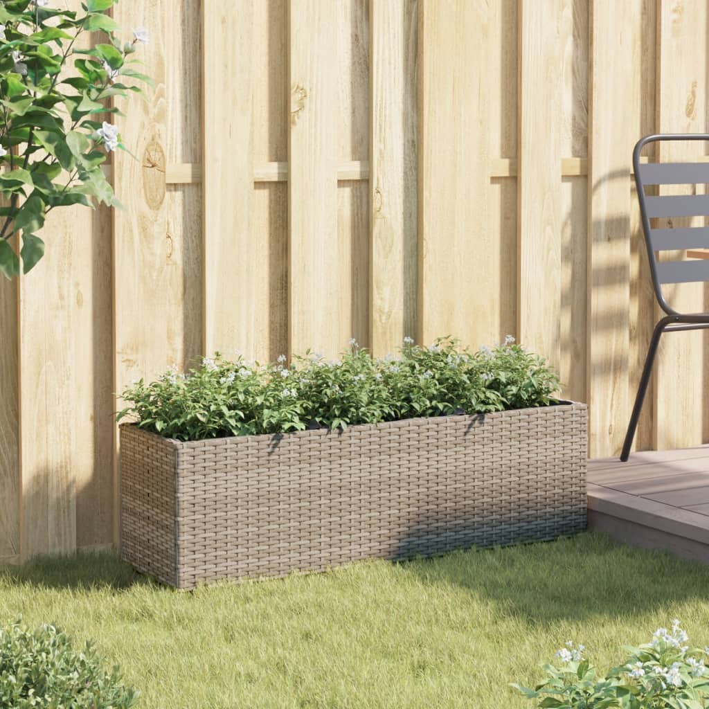 Taimekast 3 potiga, hall, 105 x 30 x 32 cm, polürotang