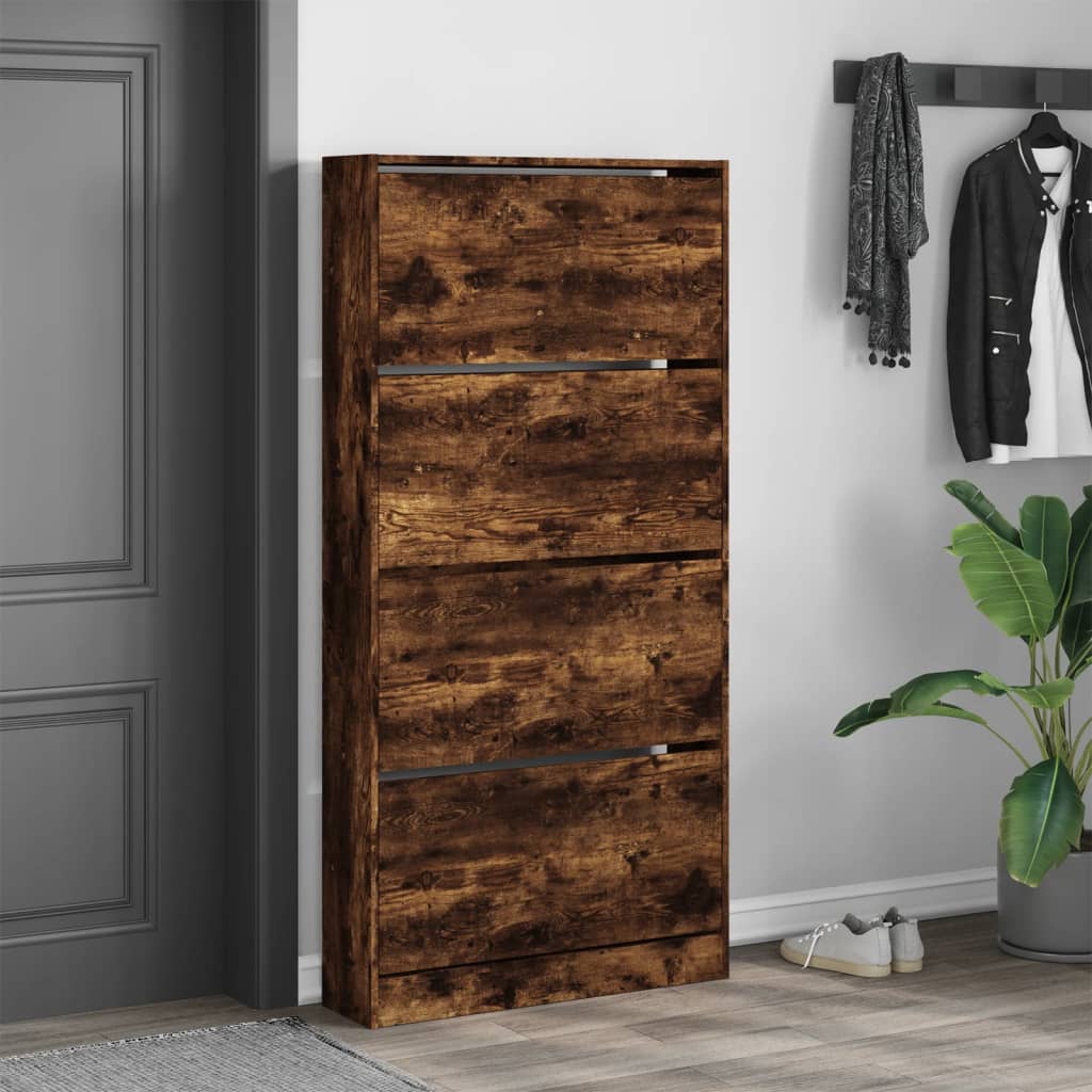 Jalanõudekapp, 4 klappuksega, suitsutamm, 80 x 21 x 163,5 cm