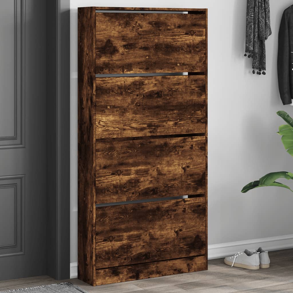 Jalanõudekapp, 4 klappuksega, suitsutamm, 80 x 21 x 163,5 cm