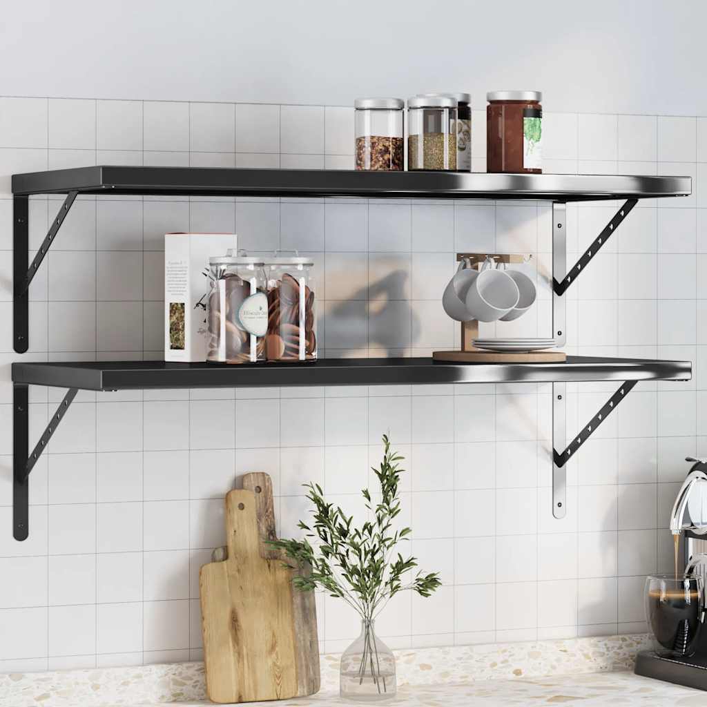 Seinariiulid 2 tk, 100x40 cm, must, roostevaba teras