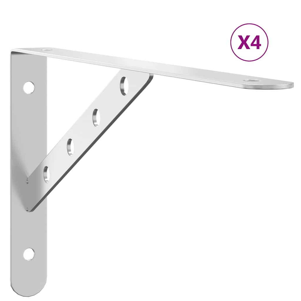 Riiuliklambrid 4 tk 30x2,5x15,5 cm hõbedane roostevaba teras