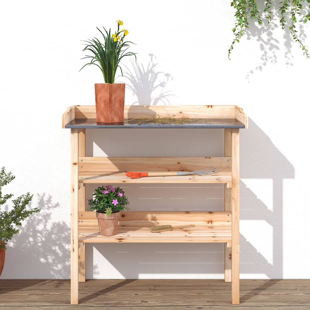 Riiulitega taimelaud, 78 x 38 x 82,5 cm, nulupuit