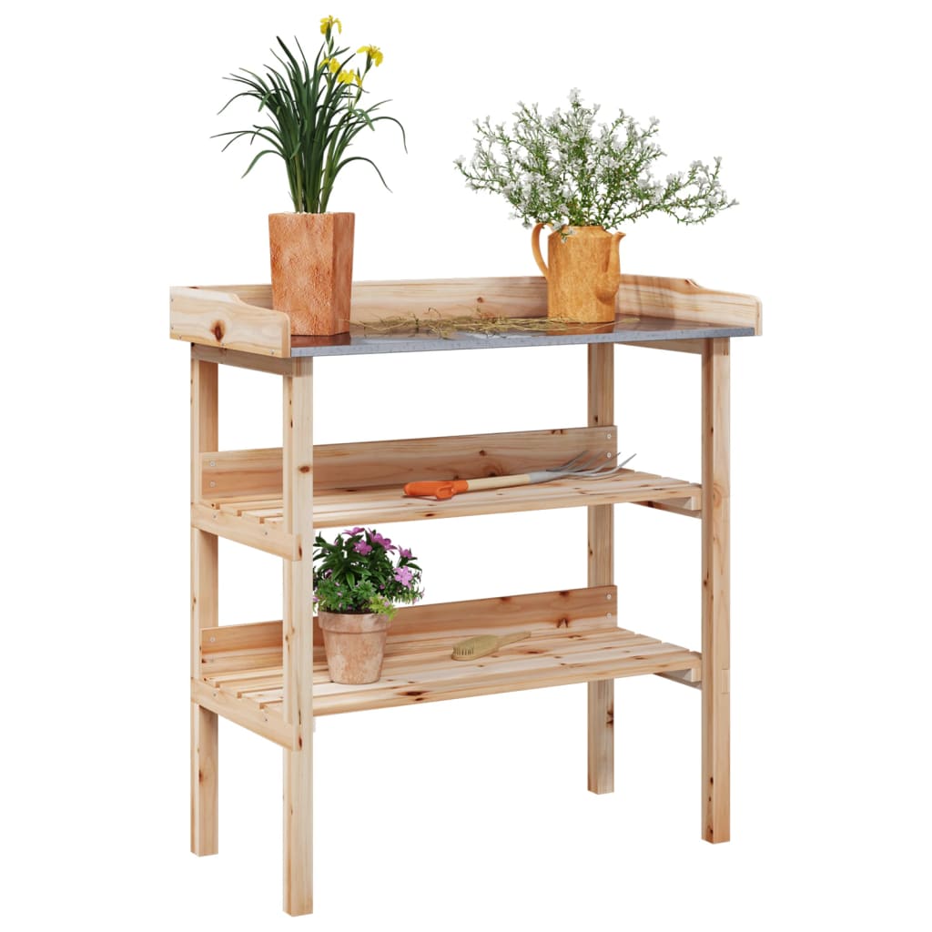 Riiulitega taimelaud, 78 x 38 x 82,5 cm, nulupuit