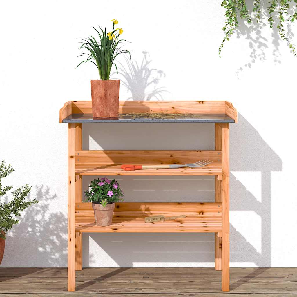 Riiulitega taimelaud, pruun, 78 x 38 x 82,5 cm, nulupuit