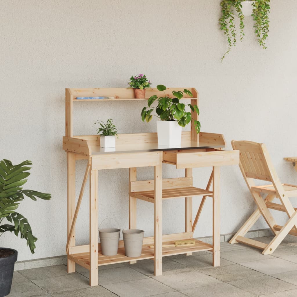 Riiulitega istutuslaud, nulupuit