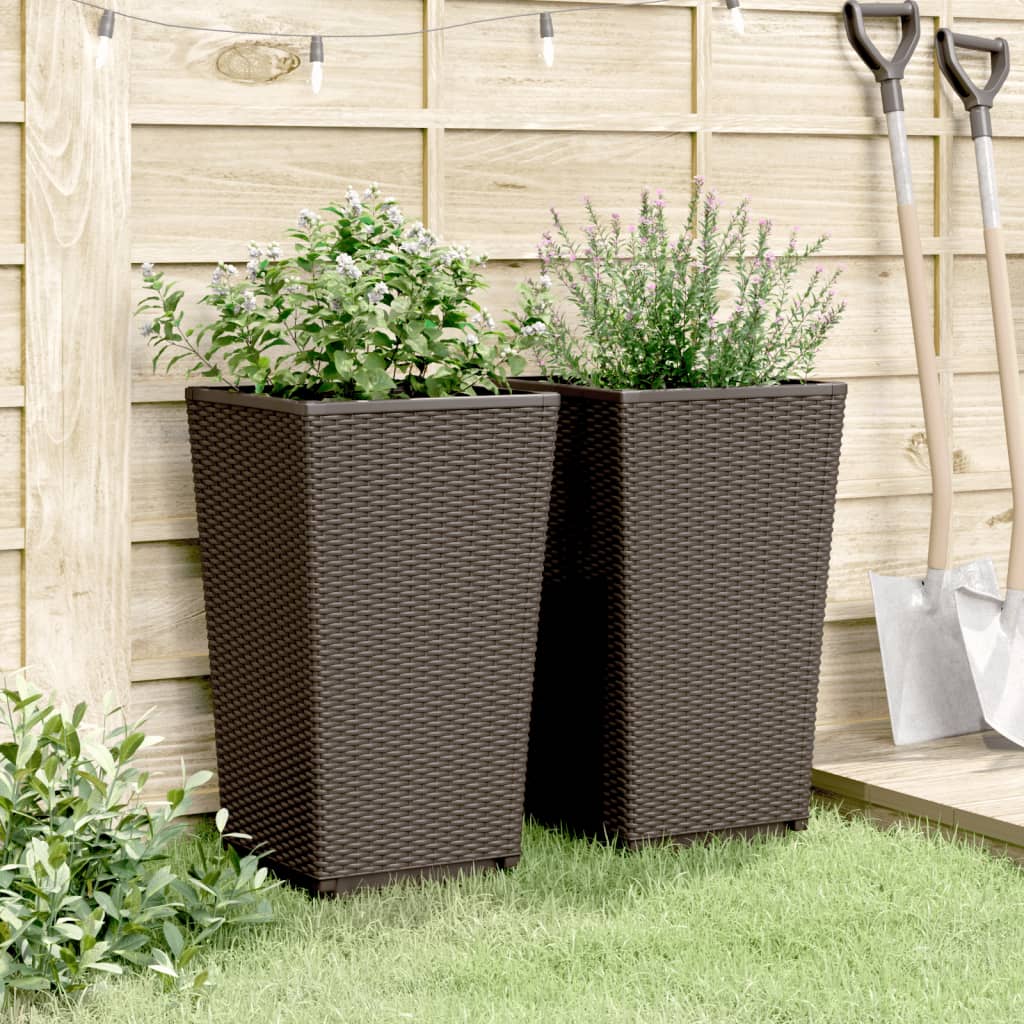 Aia taimekastid 2 tk, pruun, 32,5 x 32,5 x 57 cm, PP