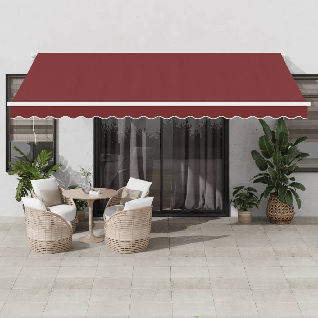 Käsitsi sissetõmmatav varikatus, burgundia punane, 450 x 350 cm