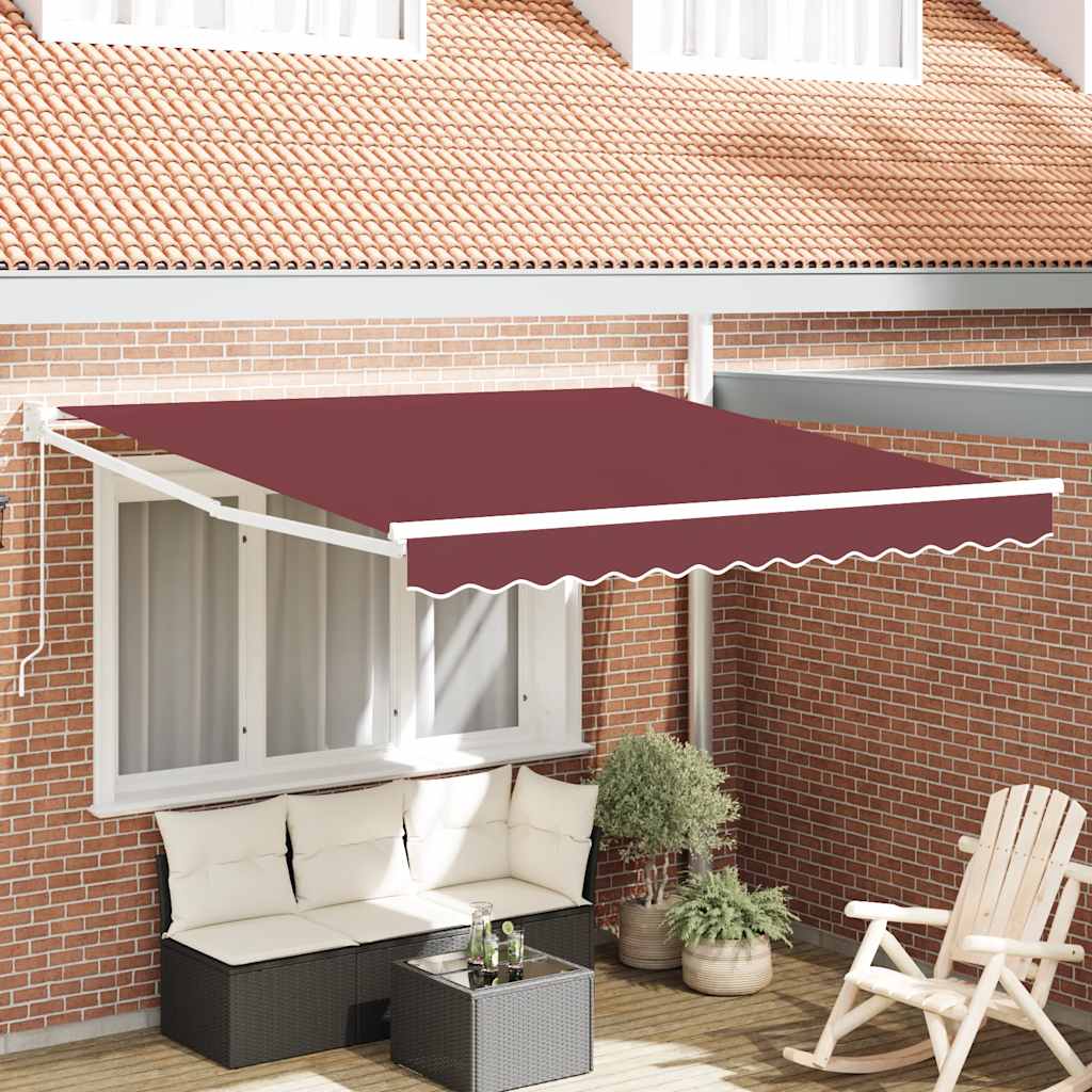 Käsitsi sissetõmmatav varikatus, burgundia punane, 300x250 cm