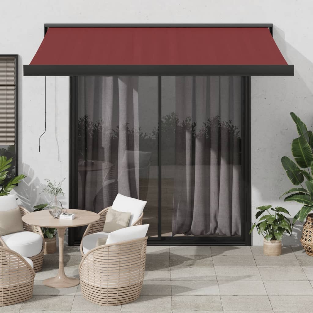 Käsitsi sissetõmmatav varikatus, burgundia punane, 350x250 cm