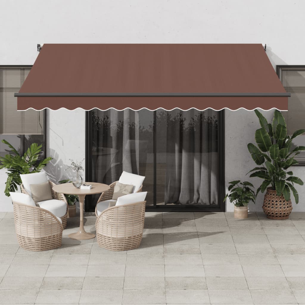 Automaatselt sissetõmmatav varikatus LEDiga, pruun, 400x350 cm