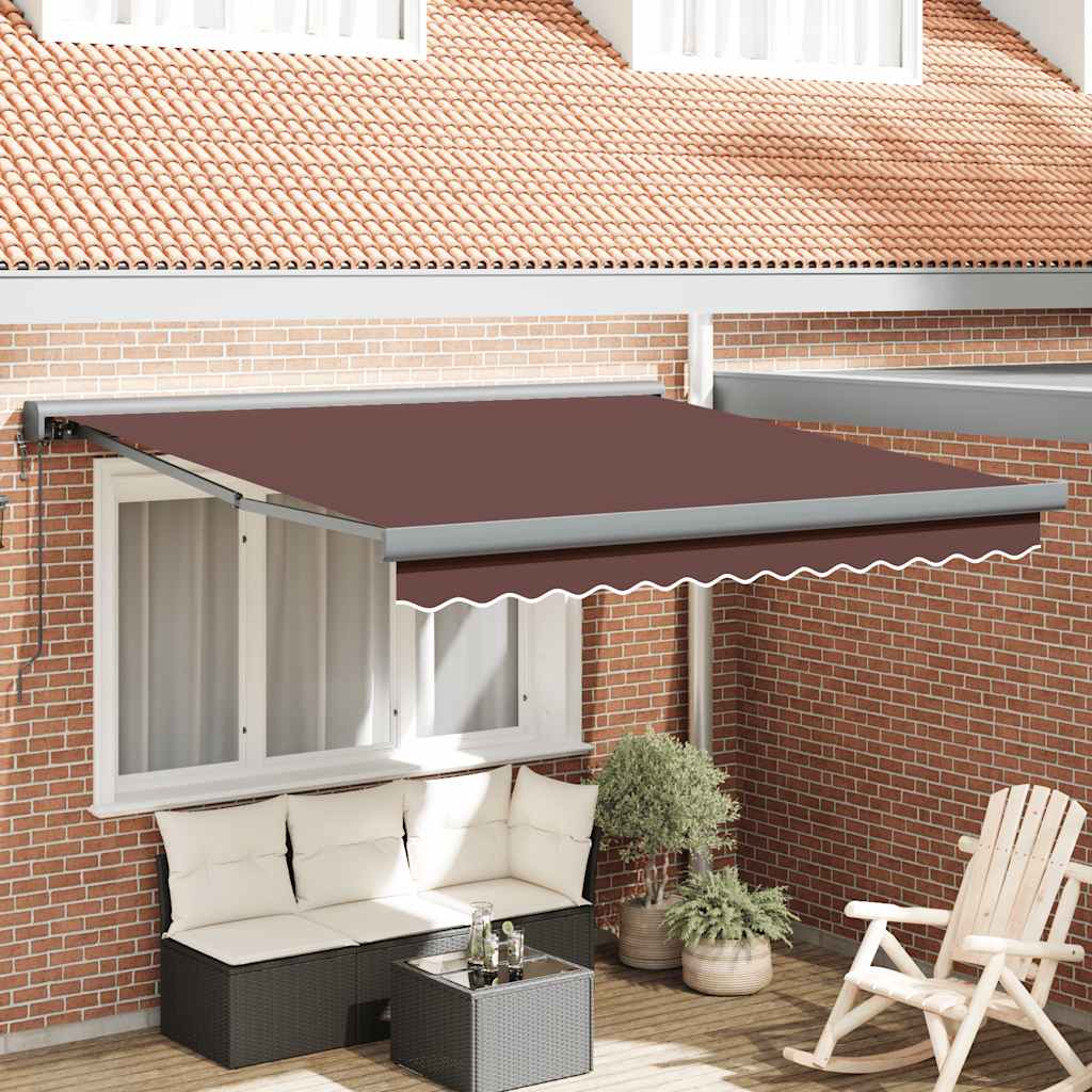 Automaatselt sissetõmmatav varikatus, pruun, 300 x 250 cm