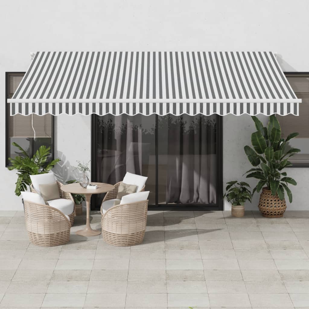Käsitsi sissetõmmatav varikatus, antratsiithall/valge 450x350cm