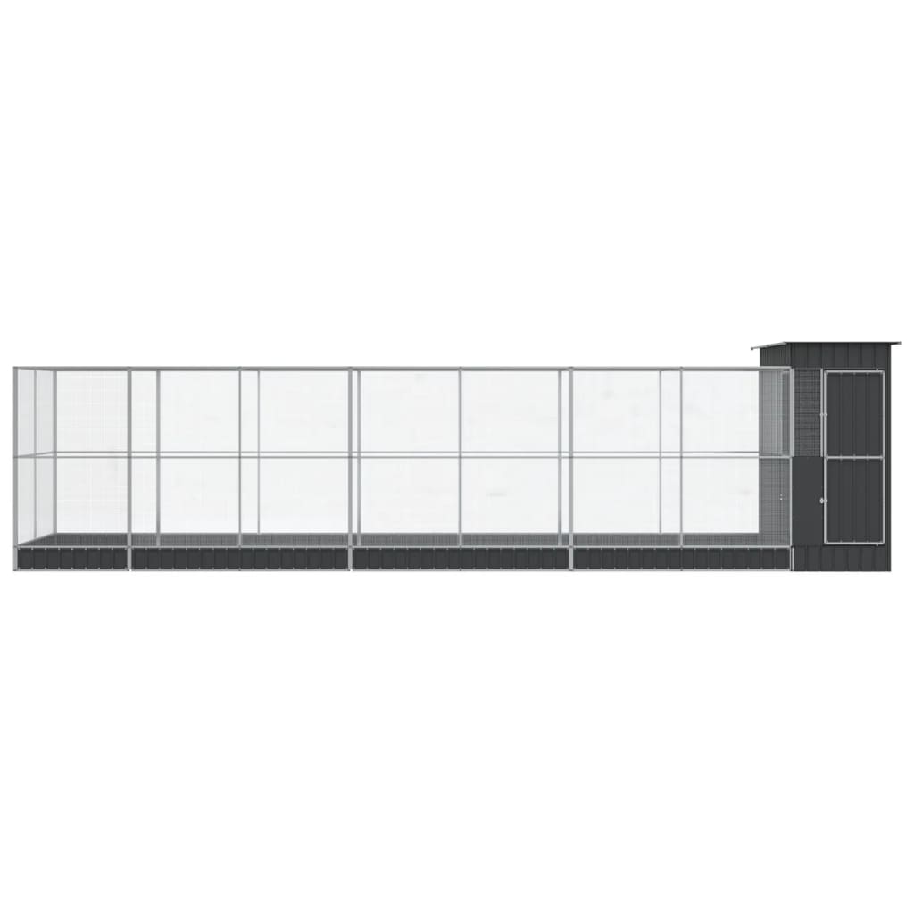 Linnumaja koos laiendusega, hõbedane, 830x203x216 cm, teras