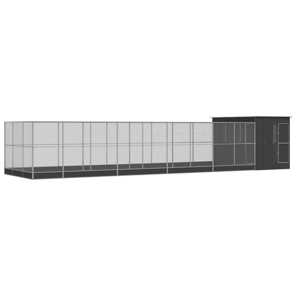 Linnumaja koos laiendusega, hõbedane, 1118x303x216 cm, teras