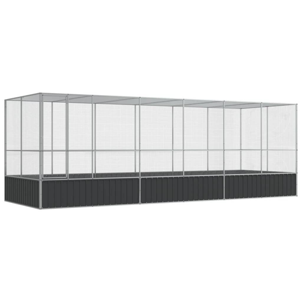 Linnumaja koos laiendusega, hõbedane, 625x207x212 cm, teras