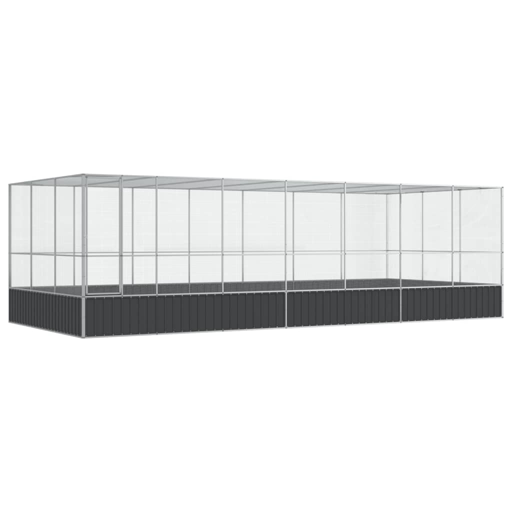 Linnumaja koos laiendusega, hõbedane, 725x307x212 cm, teras