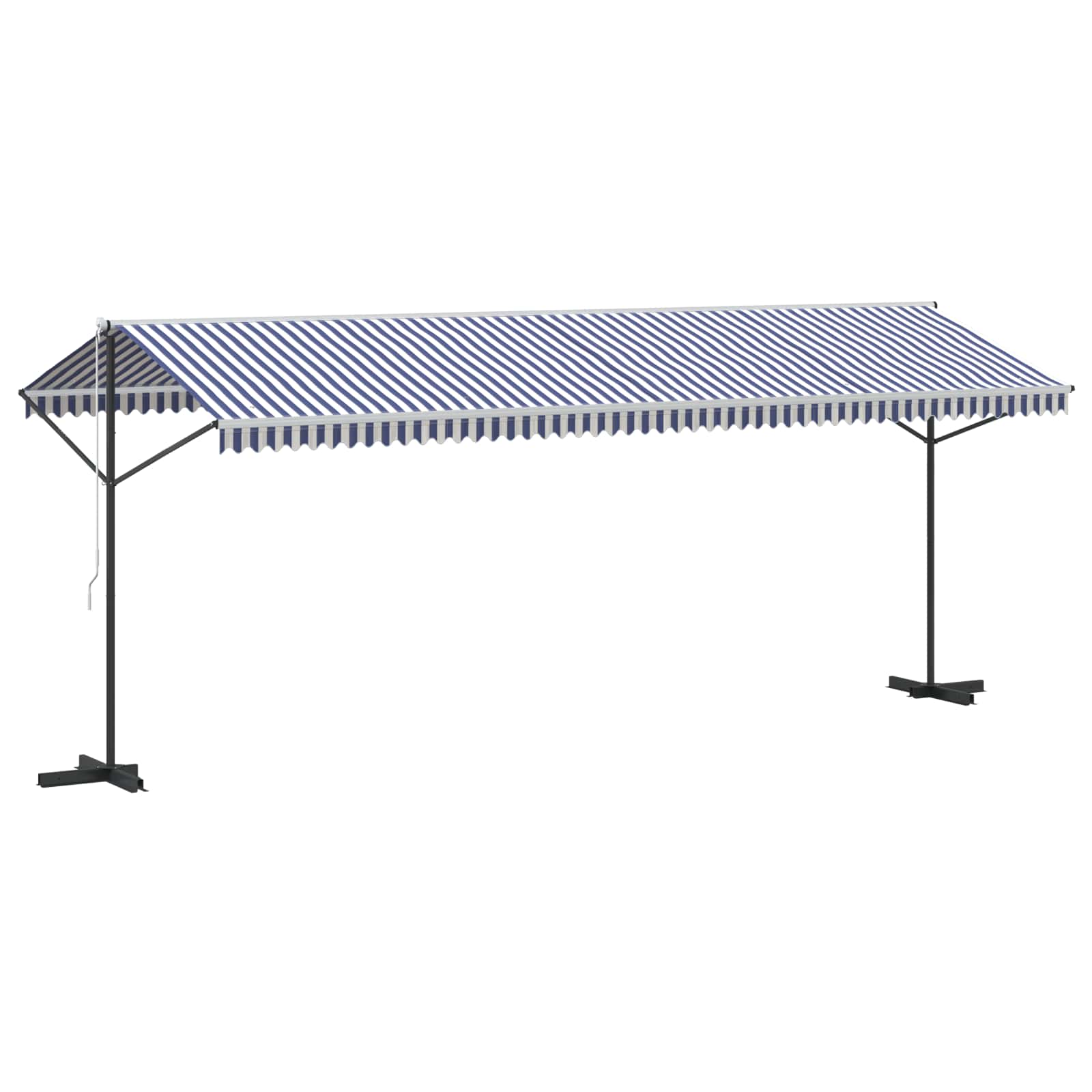 Eraldiseisev varikatus, sinine/valge, 600x300 cm, kangas, teras