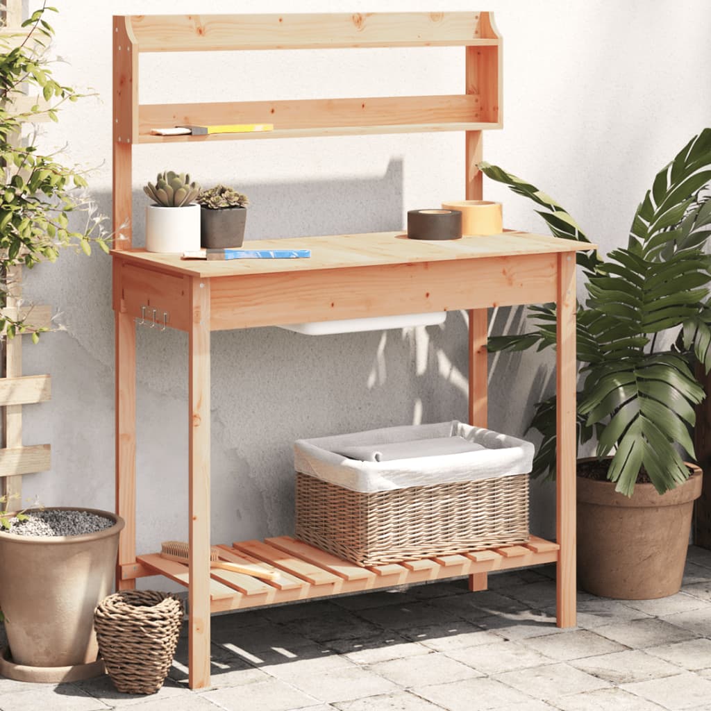 Valamuga istutuslaud, pruun, 147,5 x 44 x 139,5 cm, nulupuit