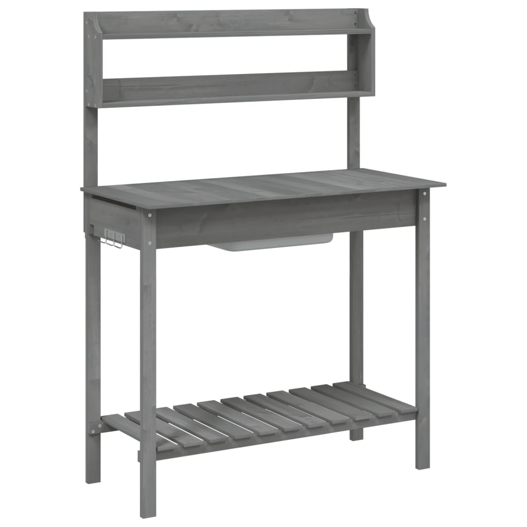 Valamuga istutuslaud, hall, 147,5 x 44 x 139,5 cm, nulupuit